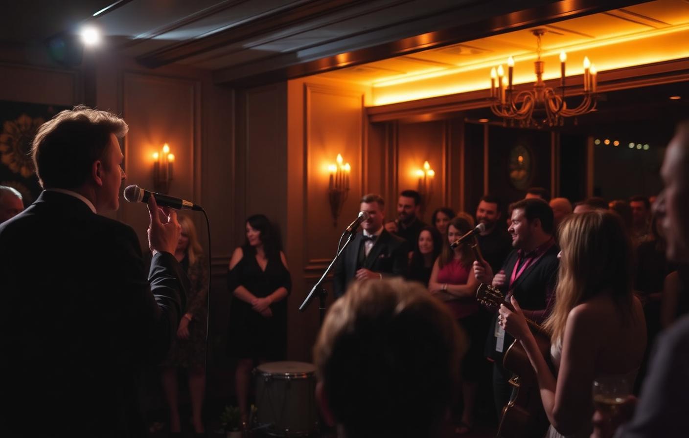 Live performers engaging guests at an intimate event